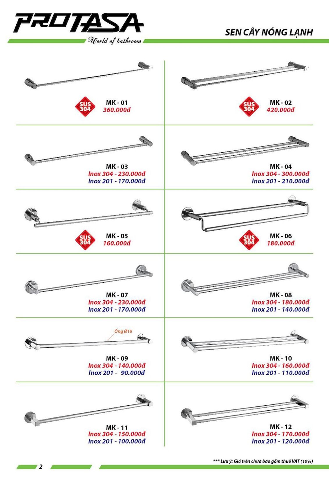 Thiết bị vệ sinh PROTASA Catalogue và Bảng giá mới nhất /Page 18